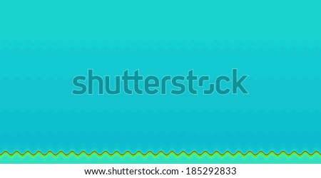 Simple cyan background with a detailed green wavy pattern at the bottom