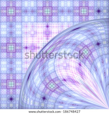 Abstract square background in high resolution with a detailed grid pattern and a decorative section of a ball in lower left part in light purple color