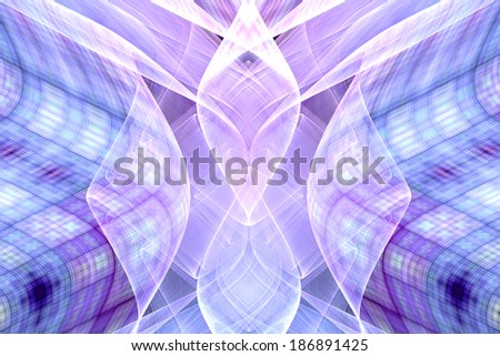 Abstract folded fractal design in 3D in pink and purple colors and a detailed grid pattern and high resolution