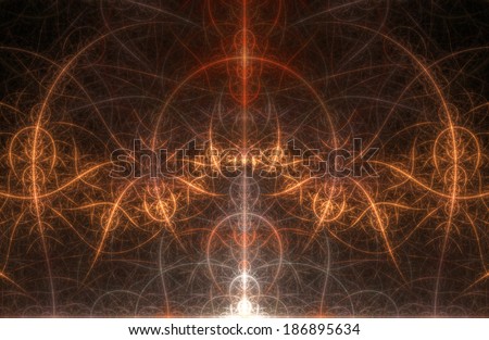 Abstract dome-like background with a shining center and a detailed decorative pattern in brown color and in high resolution