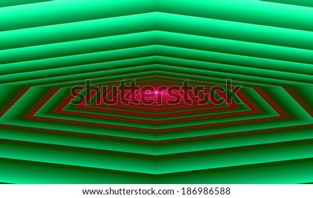 Abstract high resolution background with a detailed disc-like pattern in the center and light and dark stripes in green and red colors