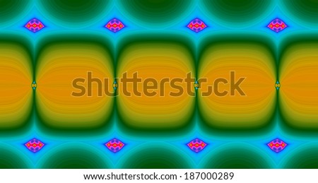 Abstract high resolution cyan and orange grid ladder-like background with four decorative pillars and eight pink glowing centers, all interconnected with each other