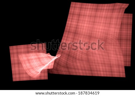 Abstract fractal background with a red detailed twisted and distorted square grid pattern against black color