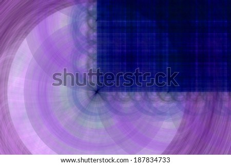 Abstract fractal background in high resolution with a dark detailed purple grid pattern in the right upper corner coming out of the center of a decorative circular pattern in light pink and purple