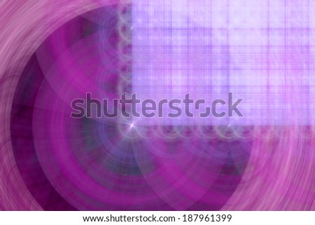 Abstract fractal background in high resolution with a bright detailed light pink grid pattern in the right upper corner coming out of the center of a decorative circular pattern in dark pink color