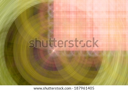 Abstract fractal background in high resolution with a bright detailed light orange grid pattern in the right upper corner coming out of the center of a decorative circular pattern in dark yellow color