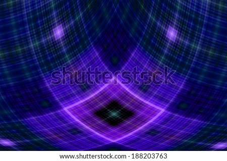 Abstract fractal cross with a detailed square grid pattern in dark pink and blue colors and in high resolution