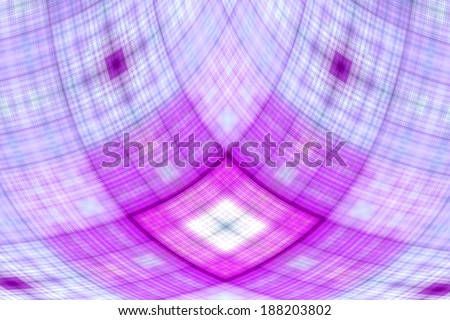 Abstract fractal cross with a detailed square grid pattern in light pink and purple colors and in high resolution