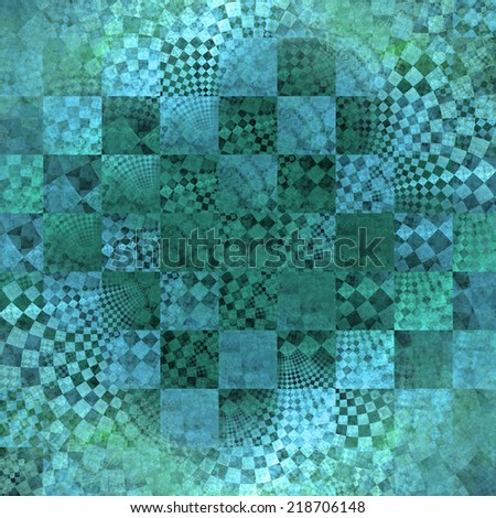 Abstract fractal chess wallpaper with a detailed spiraling pattern in the center, all in cyan and green