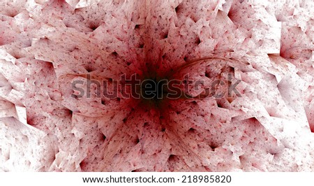 An abstract fractal background of an exploding dark black star in red color