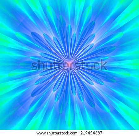 Simple and beautiful high resolution shining bright star/flower wallpaper in green, cyan, blue and pink colors and with a detailed decorative petals around it