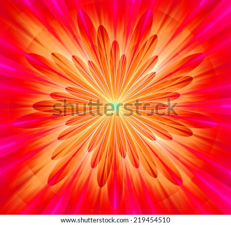 Simple and beautiful high resolution shining bright star/flower wallpaper in pink, red and yellow colors and with a detailed decorative petals around it