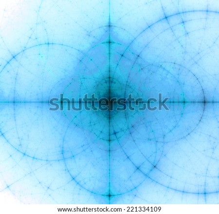 Abstract pastel colored blue background with a dark center surrounded by a detailed decorative pattern of interconnected dark rings and circles in high resolution