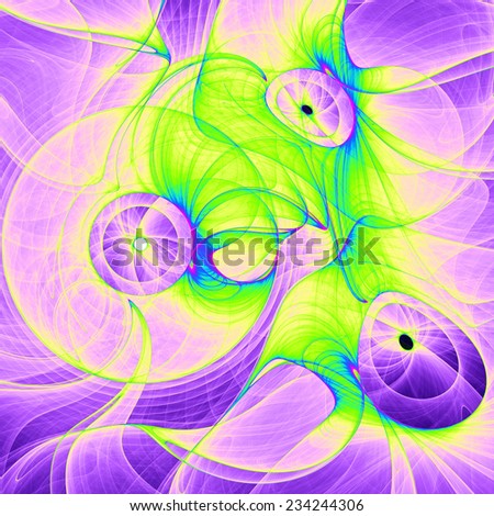 Abstract fractal background of bright vivid yellow,green,blue circles (rings) against light purple background and in high resolution