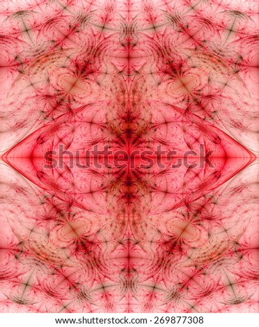 Abstract high resolution fractal background with a detailed diamond shaped pattern in pastel red