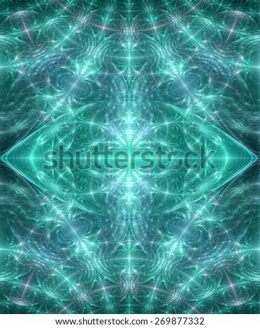 Abstract high resolution fractal background with a detailed diamond shaped pattern in green-blue color
