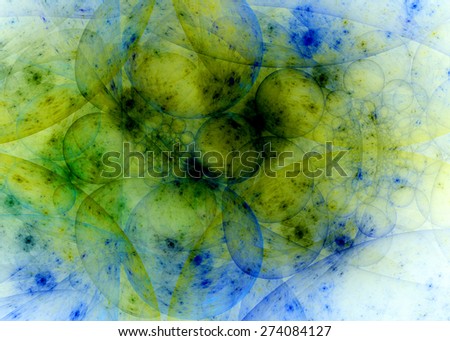 Abstract fractal high resolution star background in dark pastel blue,green,yellow colors with a detailed spherical pattern