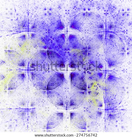 Abstract pastel purple,yellow,green background filled with symmetric geometric pattern and leafy decorative pattern