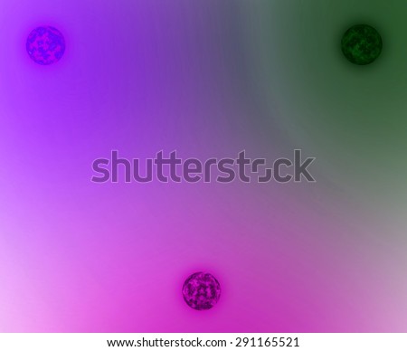 Abstract dark pastel background with three suns balanced against each other with intermingled coronas, all in pink,purple,green