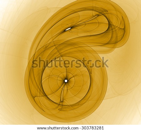 Abstract dark vivid pastel yellow fractal background of two distorted circles (rings) against the same colored background and in high resolution
