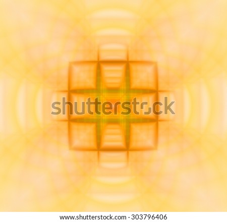 Abstract geometric background with a small square grid in the center with a descending pattern and surrounded by decorative arches, all in light pastel orange