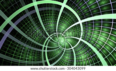 A beautiful wallpaper with a spiral with decorative tiles, all in shining green