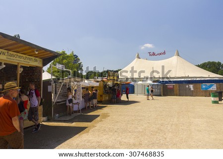 MUNICH, GERMANY - JULY 5, 2015: Famous (summer) Tollwood Festival taking place in the Olympiapark in Munich, with concerts, handicraft and food stands and various other popular attractions.