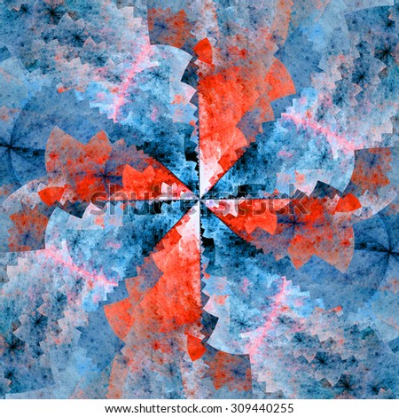 Abstract shattered exploding star blast background with a detailed surrounding sharp decorative pattern, all in high resolution and glowing red,blue,pink