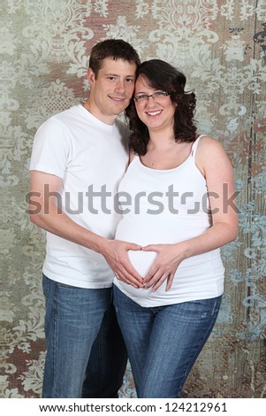 Couple in studio - 8 month Pregnancy photos