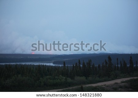 Forest Fire in Wabush, Labrador, Canada.  Wabush Forest Fire in which the Town of Wabush had to Evacuate and a state of emergency was called, 2013