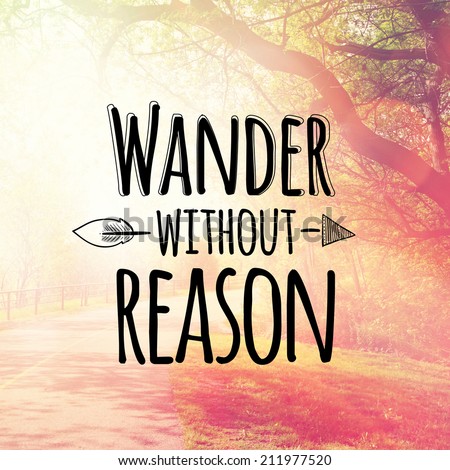 Inspirational Typographic Quote - wander without reason