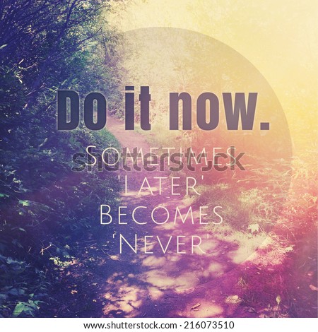 Inspirational Typographic Quote - Do it now sometimes later becomes never
