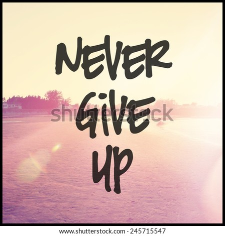 Inspirational Typographic Quote - Never give up