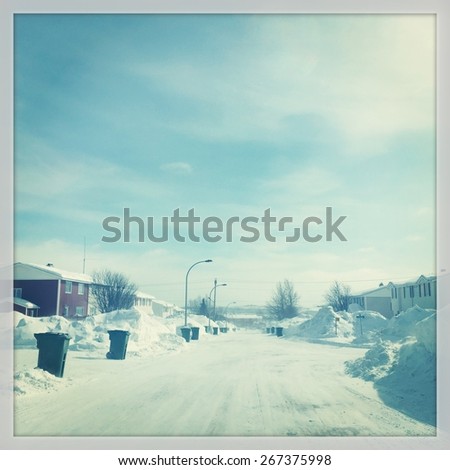 Snow filled street with instagram effect