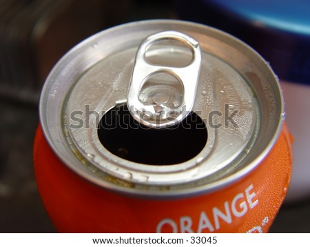 Top of a pop can that is open, Orange drink