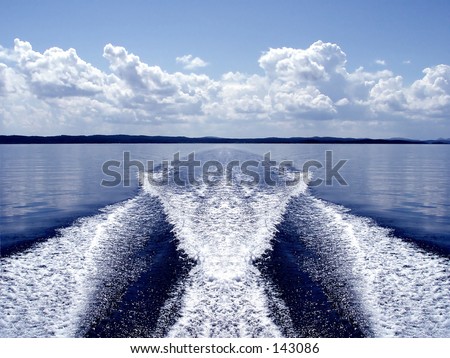Speed Boat wake, wake from the back of a speed boat