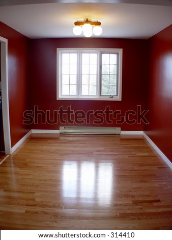 Empty dining room painted red
