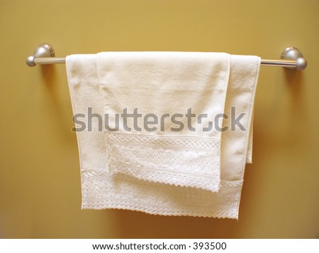 Bathroom towels on rack