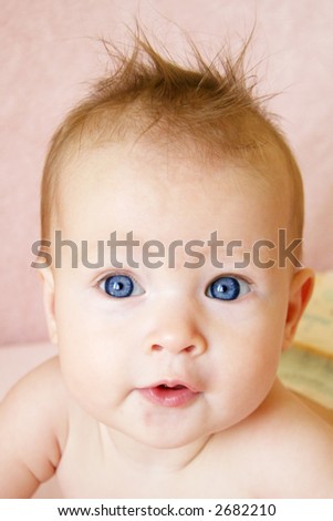  Baby Pictures on Stock Photo   Little Baby Girl With Hair Stuck Up Taken Closeup