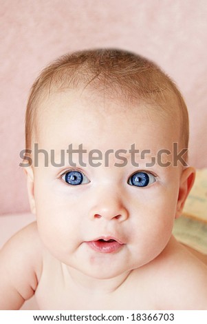Little Baby Girl with hair stuck up taken closeup