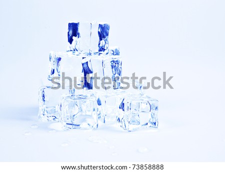 Blue Ice cubes on blue background