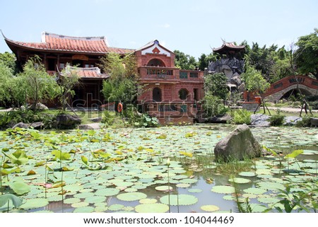Lotus pond in Lin An-Tai house, Taibei, Taiwan