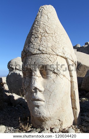 Stone head of greek goddess on the mount Nemrud in Turkey