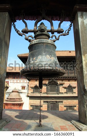 Big bronze bell on the durbar square in Bhaktapur, Nepal
