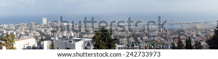 HAIFA, ISRAEL - CIRCA OCTOBER 2014 Panorama of the center of city and port