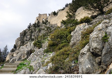 Ruins of Buffavento castle on the rock, North Cyprus