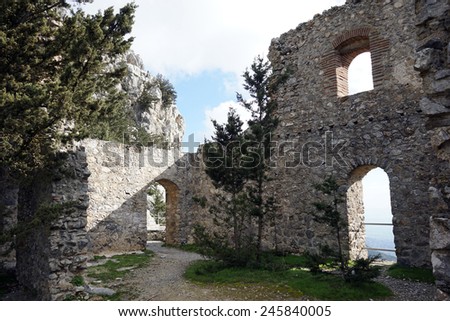 Inside ruins of Buffavento castle near Nicosia, North Cyprus