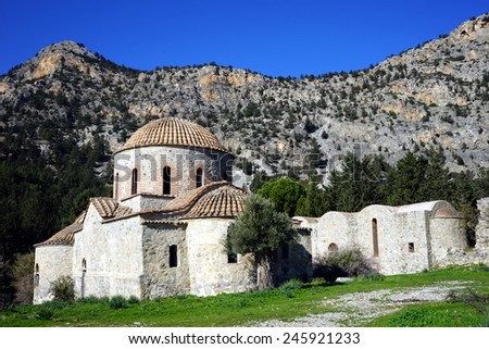 Ruins of greek orthodox monastery near Nicosia, North Cyprus