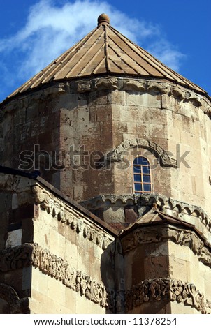 Top of Armenian church on Akdamar island, lake Van, Turkey