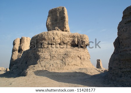Tall ruins in Gaochang, Silk road, China